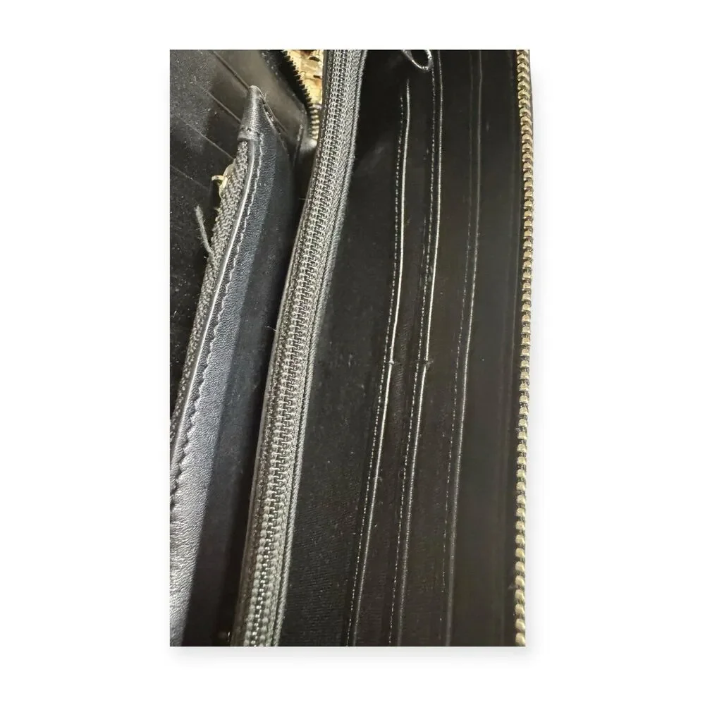 Halogen Black Saffiano‎ Leather Wristlet Large Wallet